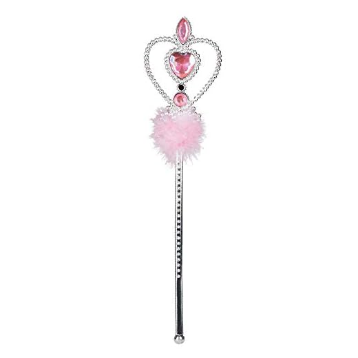 Boland Varita mágica Anna, rosa, plata, 32 cm, plumas de Marabou, piedras preciosas, hada, princesa, carnaval, Halloween, carnaval, fiesta temática, teatro