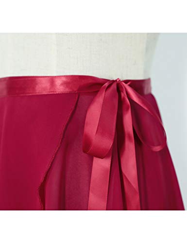 Daydance Burgundy Long Ballet Skirts for Women, Flowy Wrap Dance Skirt for Leotards