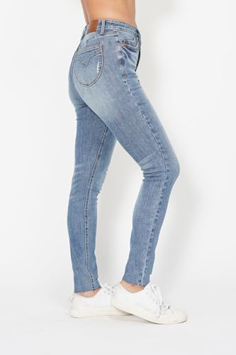 Judy Blue High Waisted Vintage Shield Pockets Skinny Jeans for Women - Comfort Stretch Denim, Classic Fit - 888713
