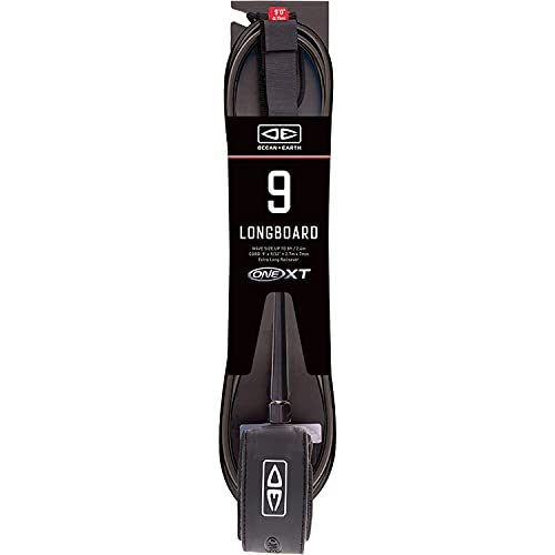 Ocean & Earth One XT Longboard Premium Black Longboard Leash - 9'