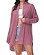 Tanmolo Damen Bluse V-Ausschnitt Hemdbluse Langarm Lässiges Hemd zum Knöpfen Langarmshirt Casual Oberteile Aufrollen Tops (Dunkelrosa,3XL)