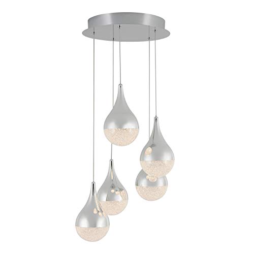 Artika PDT-5GL-RN Glitzer 5-LED Integrated Pendant Light Spiral, Silver