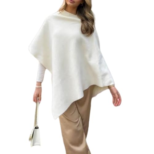 Argeousgor Women Pullover Poncho Sweater Versatile Irregular Knit Shawl Wraps Fashion Lightweight Scarf Cape Top