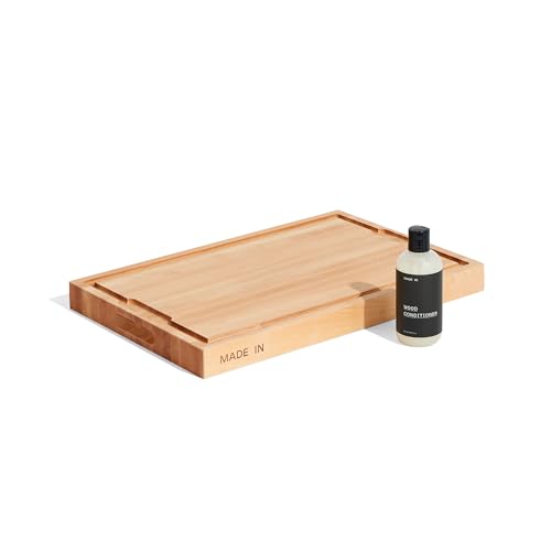 Tablero de cortar de madera de arce con acondicionador para madera - Tabla charcutera gruesa con asas laterales - 45,09 x 29,85 cm miniatura 1
