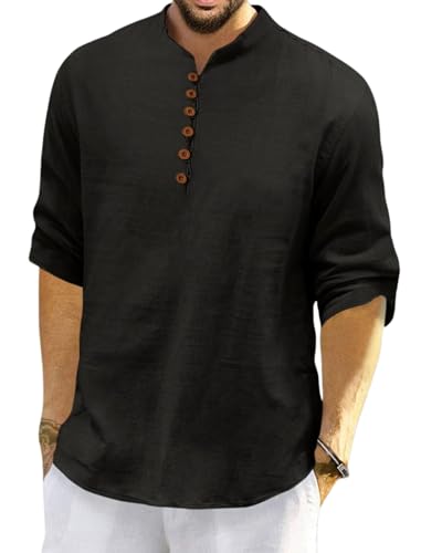 Image of FINIVO FASHION Men's Solid Cotton Blend Regular Fit Straight Kurta with Roll of Sleeve and Classic Collar, Pack of 1
