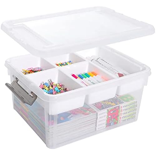 Citylife 17QT Clear Craft Organizers and Storage Box with Removable Tray