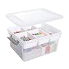 Citylife 17 QT Plastic Storage Box with Removable Tray Craft Organizers and Storage Clear Storage Container for Organizing Bead, Tool, Sewing, Playdoh