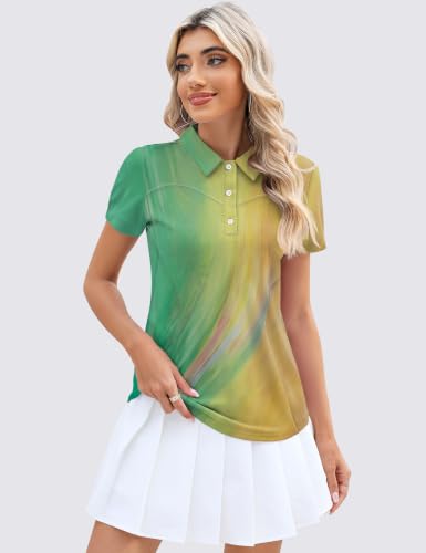 Image of TFSDOD Womens Golf Polo Shirts Collared Short Sleeve T Shirt Lightweight Moisture Wicking Polo Casual 3 Buttons Outfits
