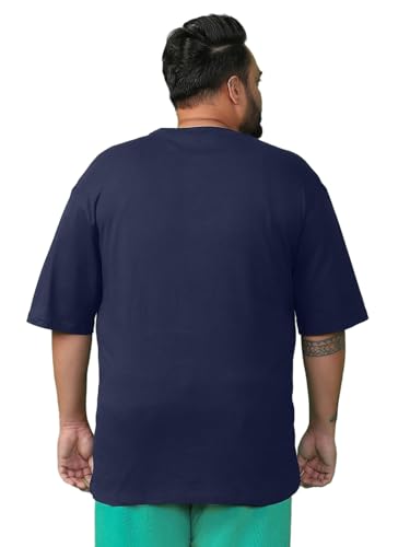 Image of Bewakoof Men's Graphic Printed Oversized Fit Half Sleeve Round Neck Cotton Plus Size T-Shirt