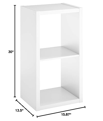 Image of ClosetMaid 2 Cube Storage Shelf Organizer, Stackable with Open Back, Vertical or Horizontal, Easy Assembly, Wood, White Finish