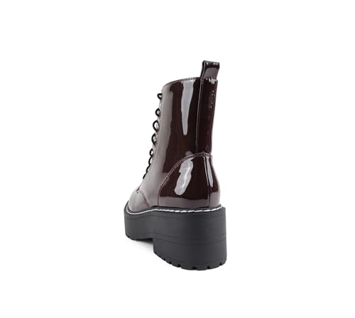 Image of Soda FLING Women Chunky Lug Sole Lace up Fashion Combat Ankle Boot w /Side Zipper
