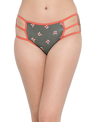Image of Clovia Women's Cotton Mid Waist Printed Hipster Panty with Cage Sides