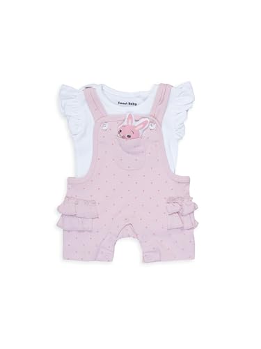 Image of Smart Baby Printed Pure Cotton Dungaree Set for Baby Girl