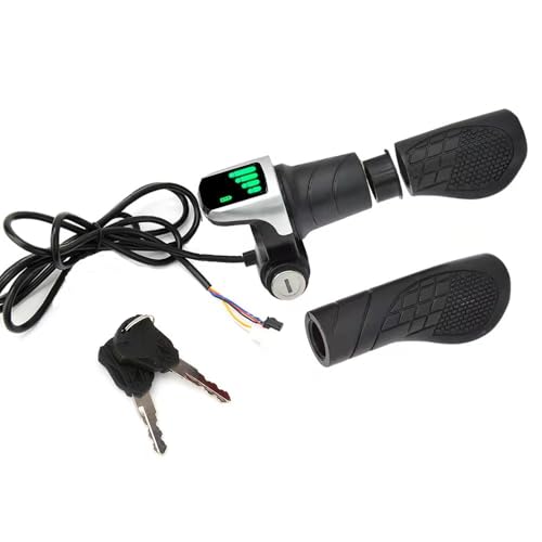YYMTTOR 36V Twist Grip Throttle with LCD Display (Power Indicator) & Key Lock - Universal Fit, Easy Install for E-Bikes/Scooters/Motorcycles