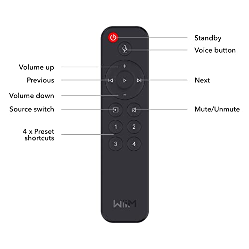 WiiM Voice Remote for WiiM Music Streamers and Amplifiers Push-to-Talk, 4 Music Preset Buttons, Black - Image 4