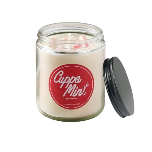 Becky Home Peppermint Candle Christmas 9oz Jar Holiday Home Accent Candy Cane Aroma Fresh Winter Scent Seasonal Gift Candle for Men and Women