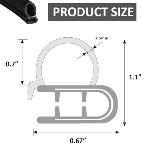 Image of Automotive Weather Stripping Door Seal, 25 FT Car Door Rubber Seal Strip Trim Seal Gasket with Side Bulb for Cars Trucks Boats RVs and Home Applications