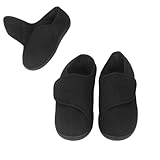 Vibrivio Zapatillas Ajustables Anchas Antideslizantes, Pantuflas para Diabéticos y Personas Mayores con Pies Hinchados, Zapatillas Cerradas con Velcro y Suela Absorbente para Interior y Exterior