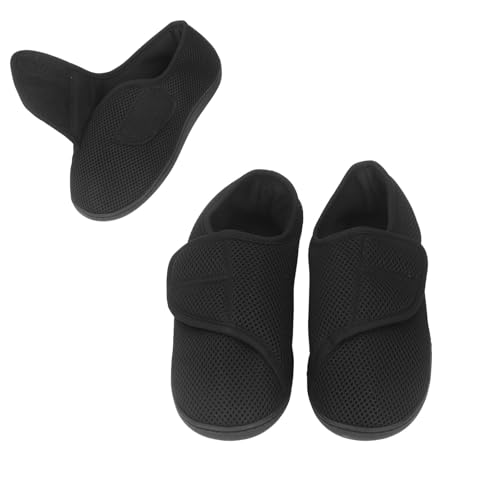Vibrivio Zapatillas Ajustables Anchas Antideslizantes, Pantuflas para Diabéticos y Personas Mayores con Pies Hinchados, Zapatillas Cerradas con Velcro y Suela Absorbente para Interior y Exterior