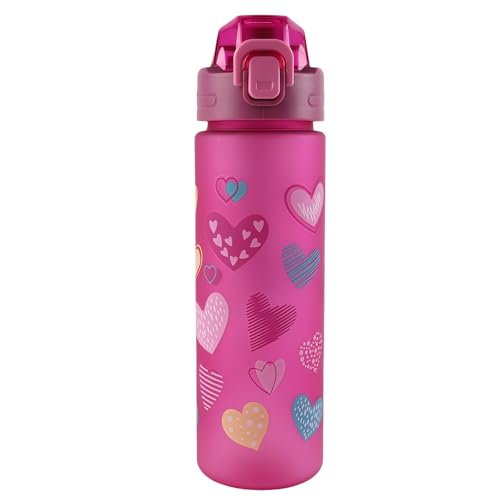 MHwan Trinkflasche Kinder, Auslaufsicher, Langlebig, Sturzsicher, BPA-frei, Spülmaschinenfest, Geeignet für Schule und Sport- 700ML (Herz)