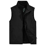 Material: Polyester Herren Weste Sommer Ärmellos Weste Frühling und Herbst Freizeit Reise Weste Outdoor Dünne Weste Weste Herren Kleidung Große Größe Gr. XXXXXX-Large, Schwarz