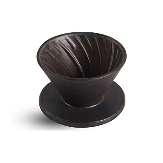 globe faith Ceramic Pour Over Coffee Maker, Stoneware Coffee Pour Over Cone Filter, Pottery Handmade Coffee Dripper V60 Pourover, Porcelain Reusable Coffee Brewer, Single Serve, Retro Metallic Luster