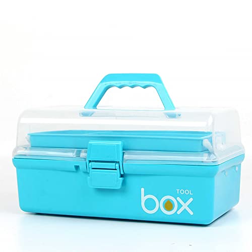 Eeaassty Plastic Sewing Storage Box With Handle, 3 Levels, Can Be Used For Art Supplies Storage, Sewing, Medicine, Tools, Cosmetics, Toys And Stationery Boxes (Blue 12In) #TOP29
