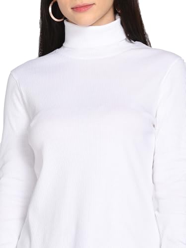 Image of TWIN BIRDS Women Cotton Turtle Neck Ribbed Tee | Full Sleeve Winter Top