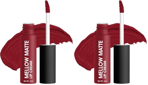 Image of Colors Queen Mellow Matte Lip Cream, Long Wear Liquid Matte Lipstick, Velvety Soft Finish, Weightless Formula, Long Lasting Lipstick for Women (15 - Red Sangriya) (Pack of 2)