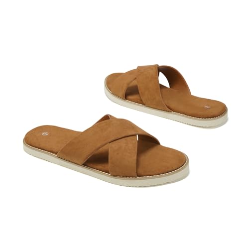 Summer Men Sandals for Suede, Comfortable Flats with Memory Foam Insole, EVA Outsole Non-Slip Casual Fashion X-Slides3