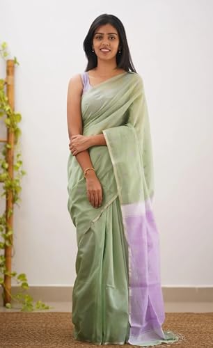 Image of Women's Cotton Soft Silk Sarees | Jamdani Cotton Saree With Attach Unstitched Blouse Piece