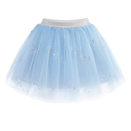 Stelle Tutu Dress for Girls Sequin Skirts Toddler Tutu Skirt 3 Layers Tulle Skirts for Girls Princess Birthday Party Outfits (ICY Blue XS)