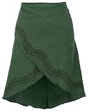 GURU SHOP Psytrance Goa Pixi Minirock, Bedruckter Ethno Wickelrock, Damen, Olivgrün, Baumwolle, Size:38, Röcke/Kurz Alternative Bekleidung