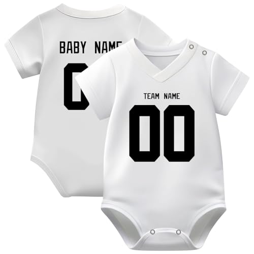 Image of KREDE Baby Clothes Unisex Bodysuit Jersey Style Custom Name Number for Baby Boys