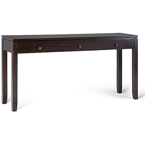 SIMPLIHOME Cosmopolitan Solid Wood Console Table with Storage Cover