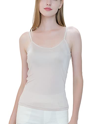 Image of METWAY Womens Silk Camisole /Spaghetti Strap Mulberry Silk Cami Tops /Stretchable Real Knit Silk Tank Undershirt for Layerling