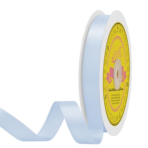 Image of Double Face Blue Bell Satin Ribbon 5 /8 Inch x 50 Yards Polyester Ribbon for Gift Wrapping Easter Weddings Party Decorations Hair Bows Invitations