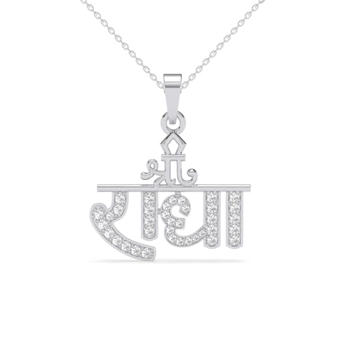 Image of Clara 925 Sterling Silver Religious Radha Pendant Chain Necklace | Platinum Plated, Swiss Zirconia |Gift for Women and Girls