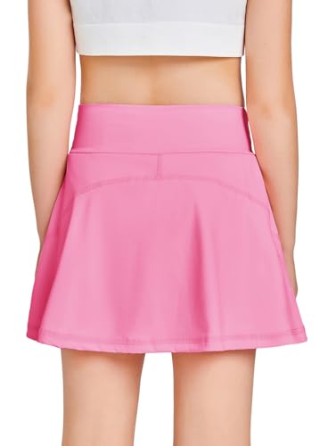 Image of Haloumoning Girls Tennis Skirt High Waisted Athletic Skorts | Pockets Shorts, Crossover,Workout Golf Running Skirts