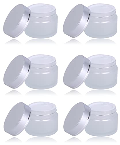 Chocople クリーム容器 遮光瓶 ガラス 詰替え 6個 セット 内蓋付き シルバー (50g)