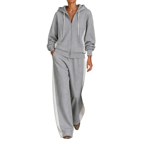 Houjibfa Women Sweatsuits 2 Piece Set Zip Up Hoodie Casual Fall Tracksuits - image 4