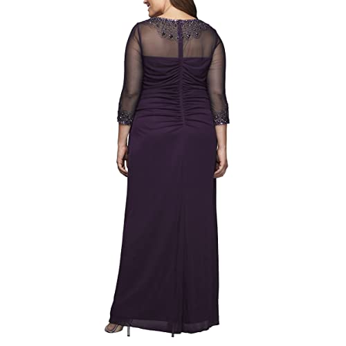 Image of Alex Evenings Womens Plus Size Long Sleeve Sweetheart Neckline Dress