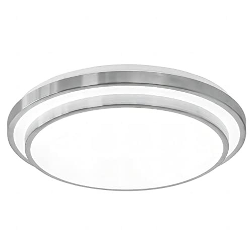 HUA QIANG WANG Flush Mount Round Ceiling Light, Hardwired Double Layer LED Ceiling Lamp with Silver Aluminum Frame, 3-Color Modern Ceiling Light for Bedroom Living Room Dining Room (50cm)