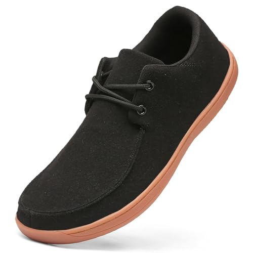 Mens Wide Slip On Shoes Barefoot Casual Loafers for Men Box Toe Minimalist Shoes Black 11