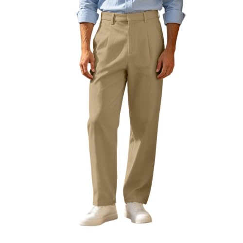 Mens Dress Pants Classic Fit Pleated Business Casual Slacks - image 2