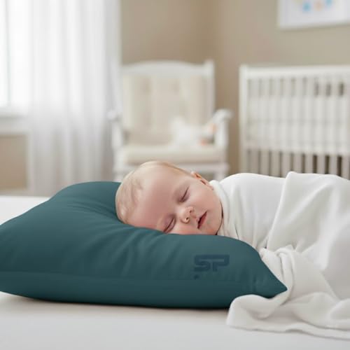 Image of Toddler Travel Pillow case Set of 2 PC Pillow Cover 100% Egyptian Cotton Decorative Pillow case 500 Thread Count Baby Pillow case with Zipper Closure Toddler Pillow case 12x16 inch, Teal