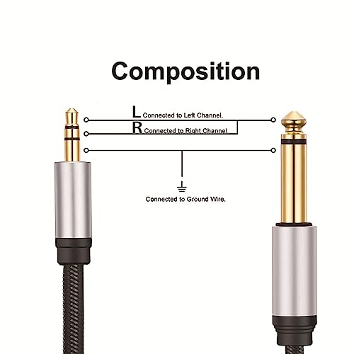 Cable de audio 3.5mm TRS a 6.5mm TS macho a macho miniatura 6
