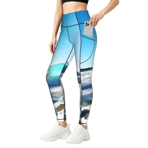 Pantalones de yoga con estampado de ondas para correr y vestir informal