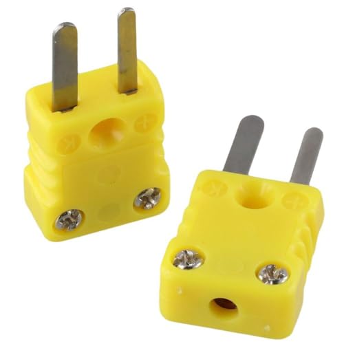 SHUATI K Type Thermocouple Connector 2Pcs Plastic High Temperature -200-1300? Mini Male Plug Yellow Wire Connectors Thermocouple Sensor Probe