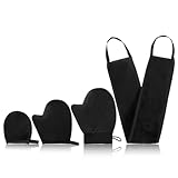 TIESOME 4 Stück Selbstbräuner Handschuh, Selbstbräuner Rücken Applikator Gesicht Mitt Bräunungshandschuh Exfoliatorhandschuhe Handschuhe für Solarium Creme Bräunungscreme Bräunungsöl(Schwarz)